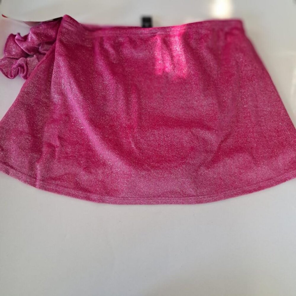 Mondor adult XL figure skating flat skirt velour sparly fabric NWT pink